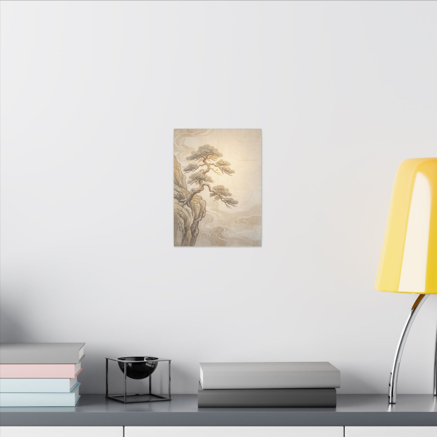 Winter Pine Tree Japanese Pattern Canvas Art | Elegant Decor