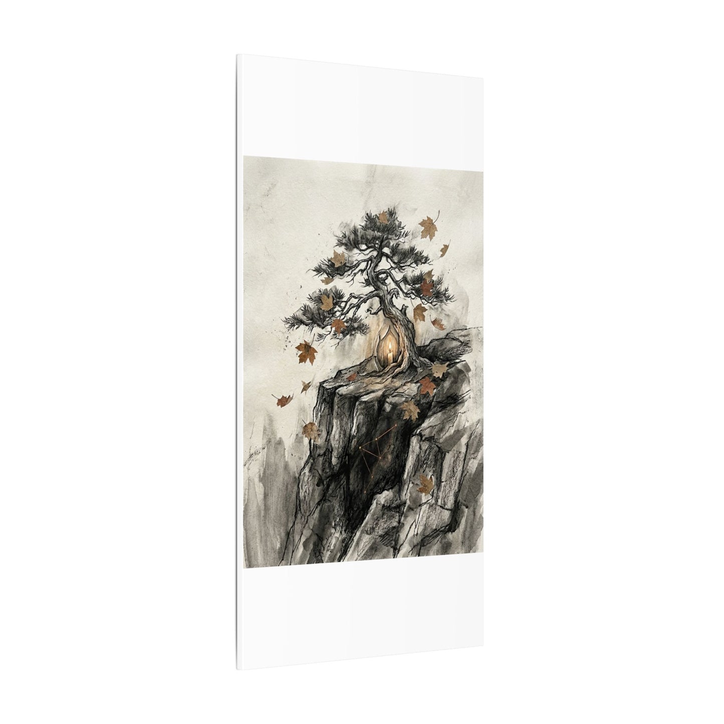 Pine Tree Autumn Canvas Art | Japandi Earthy Design