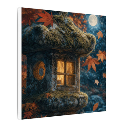 Autumn Stone Lantern Forest Whimsy Canvas Art | Earthy Decor