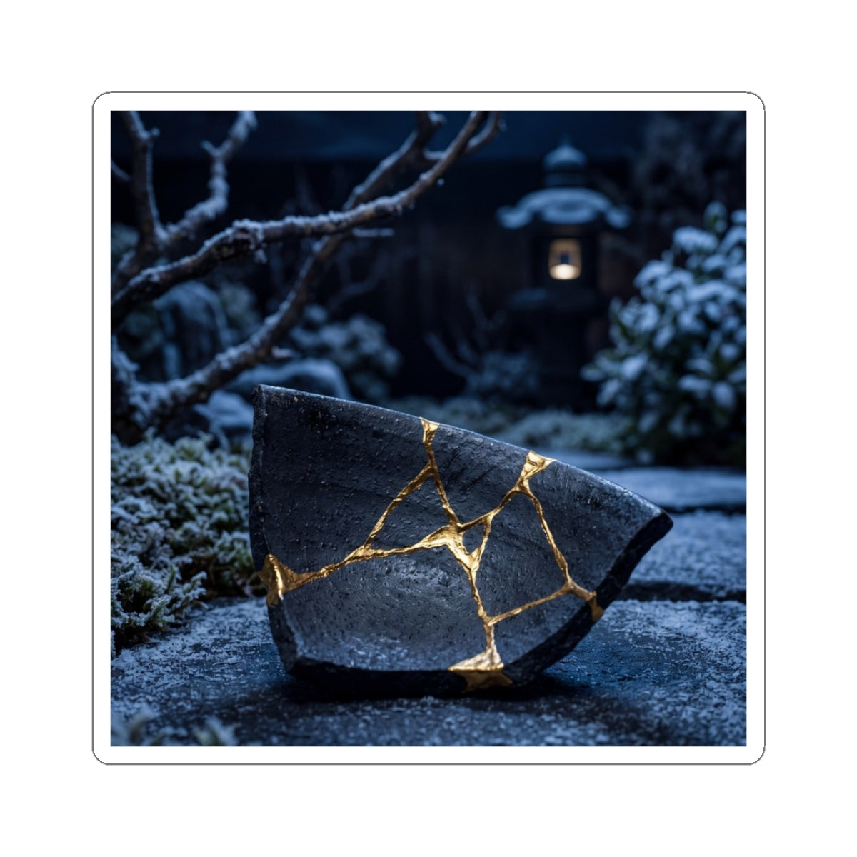 Kintsugi Moonlit Garden in Moonlight | Gold Repair Sticker