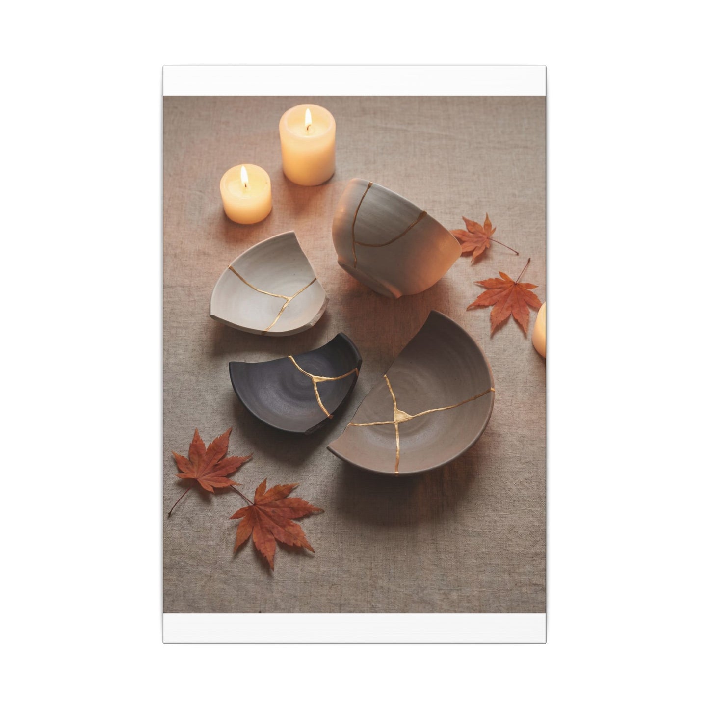 Candlelight Broken Pottery Canvas Art - Japandi Ma