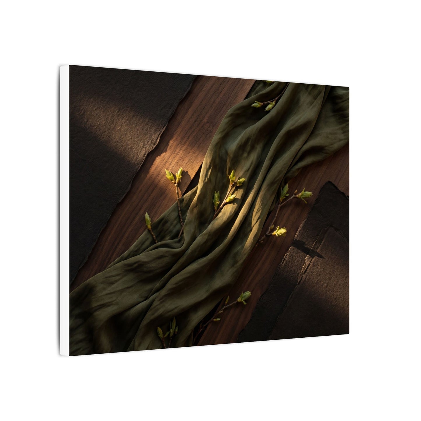 Silk Drape Canvas Art | Spring Dark Japandi Dark Texture Art
