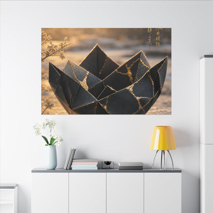 Kintsugi Paper Fold in Golden Hour | Gold Repair Canvas Art
