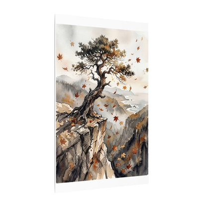 Autumn Pine Tree Watercolor Canvas Art | Warm Decor