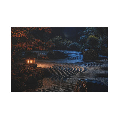 Summer Rock Garden Shadow Zen Canvas Art | Moody Decor