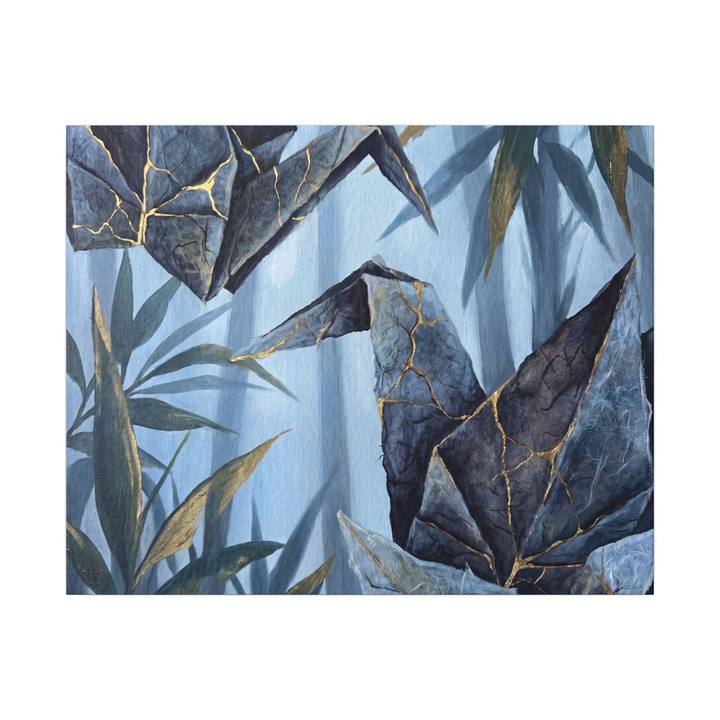Paper Fold Canvas Art | Summer Kintsugi Crackle Gold Art