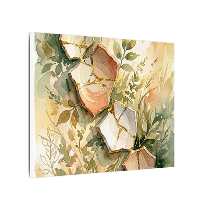 Japandi Broken Pottery in Golden Hour | Watercolor Canvas Art