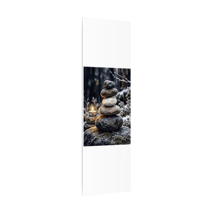River Stones Canvas Art | Winter Japandi Watercolor Art