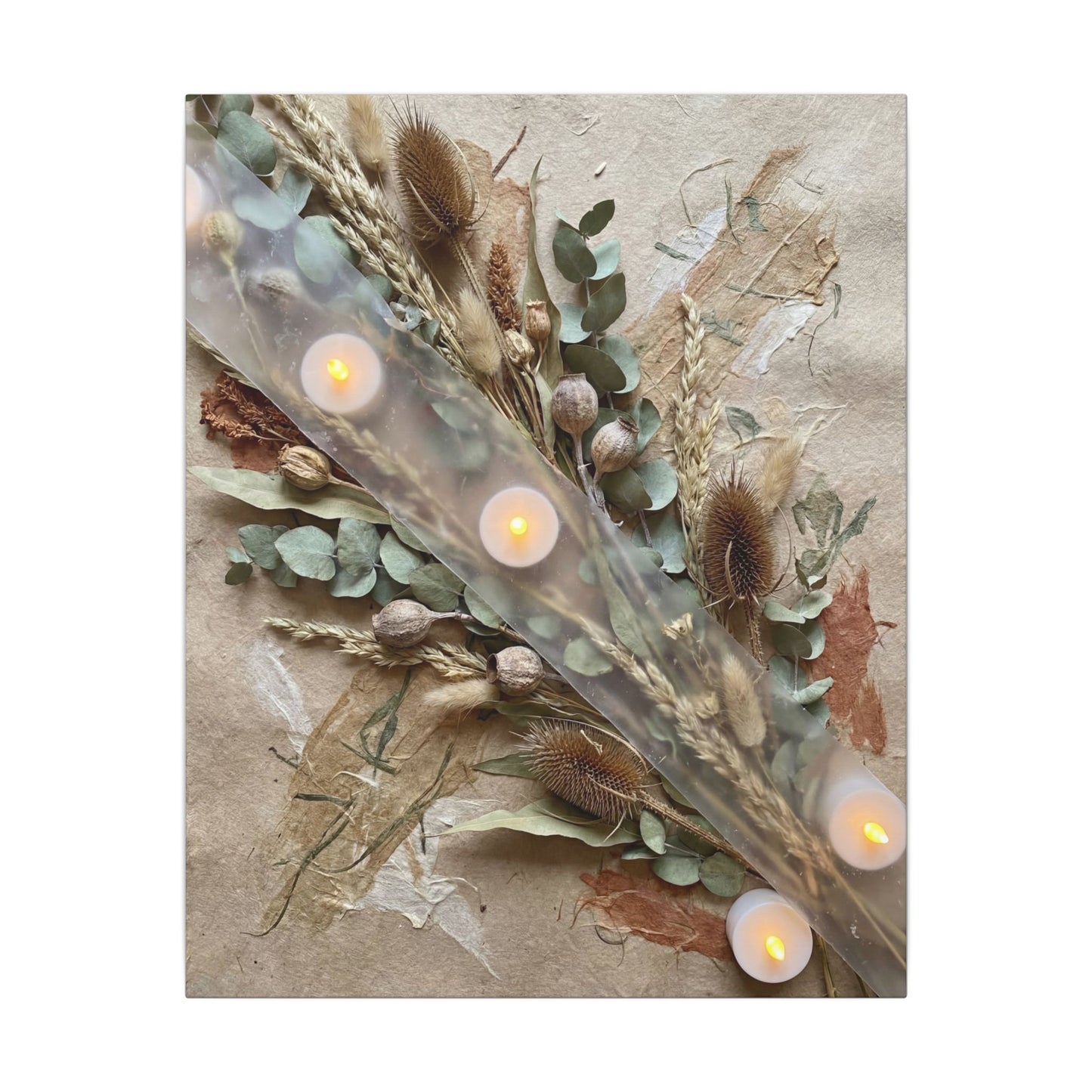 Candlelight Dried Flowers Canvas Art - Japandi Kanso