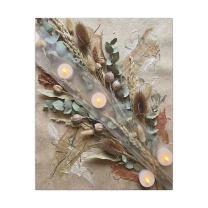 Candlelight Dried Flowers Canvas Art - Japandi Kanso