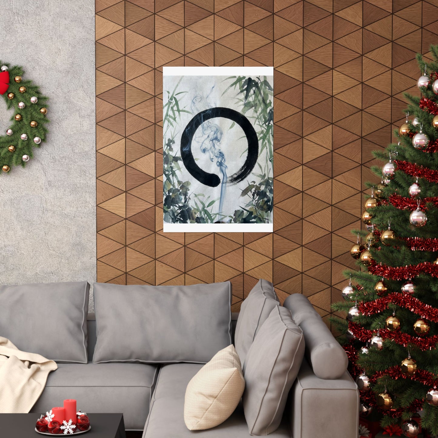 Moonlight Incense Smoke Wall Art Print - Zen Mono No Aware