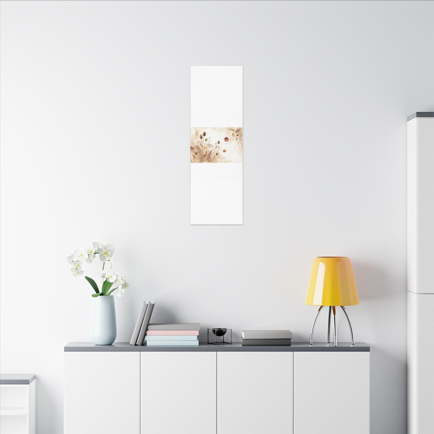 Dried Flowers Canvas Art | Autumn Japandi Watercolor Art