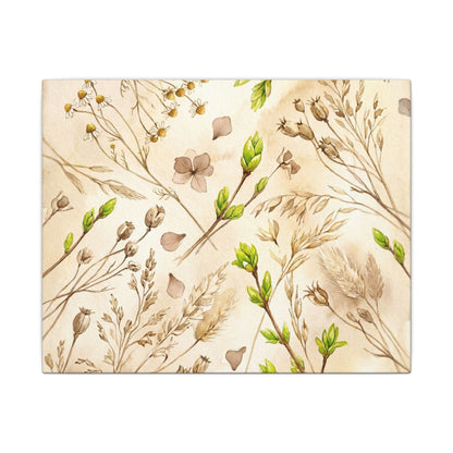Spring Dried Flowers Watercolor Canvas Art | Earthy Decor
