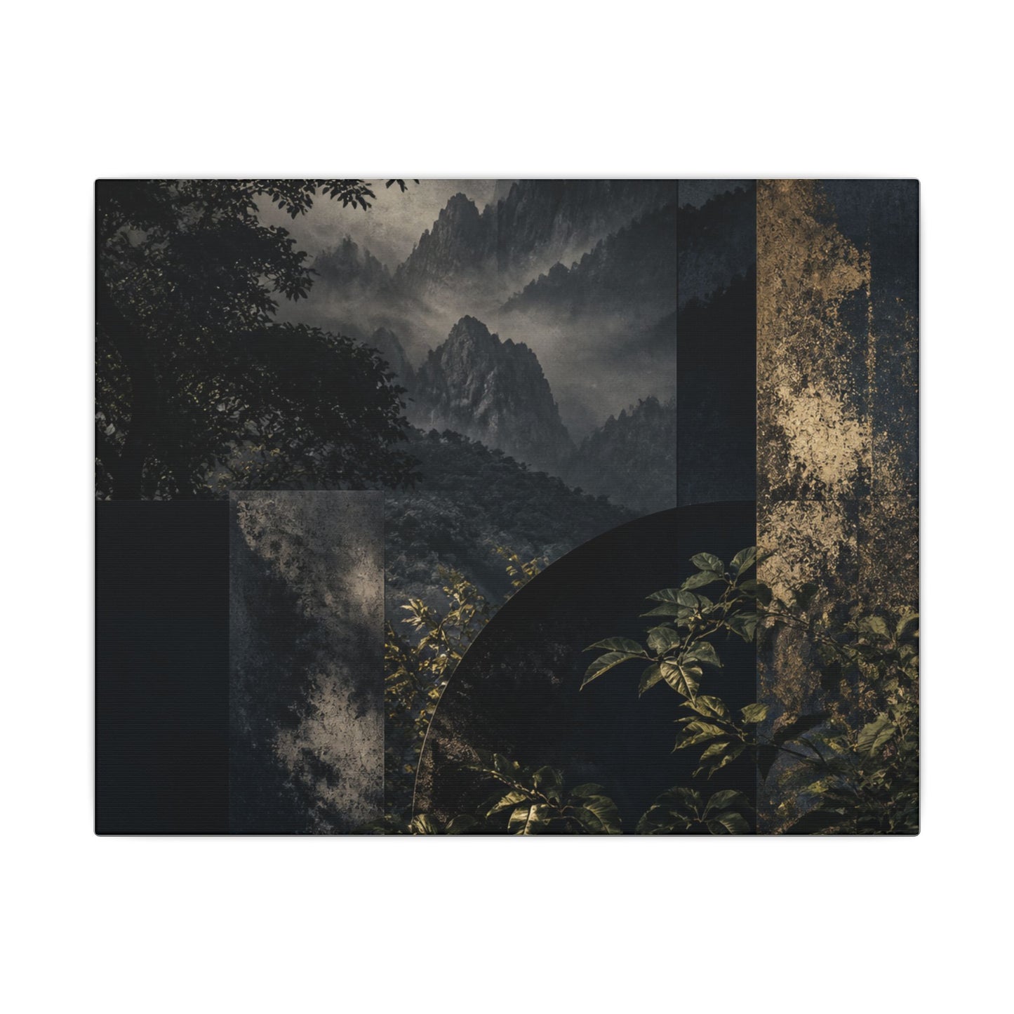 Mountain Mist Summer Canvas Art | Dark Japandi Atmospheric Design