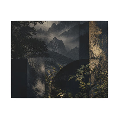 Mountain Mist Summer Canvas Art | Dark Japandi Atmospheric Design