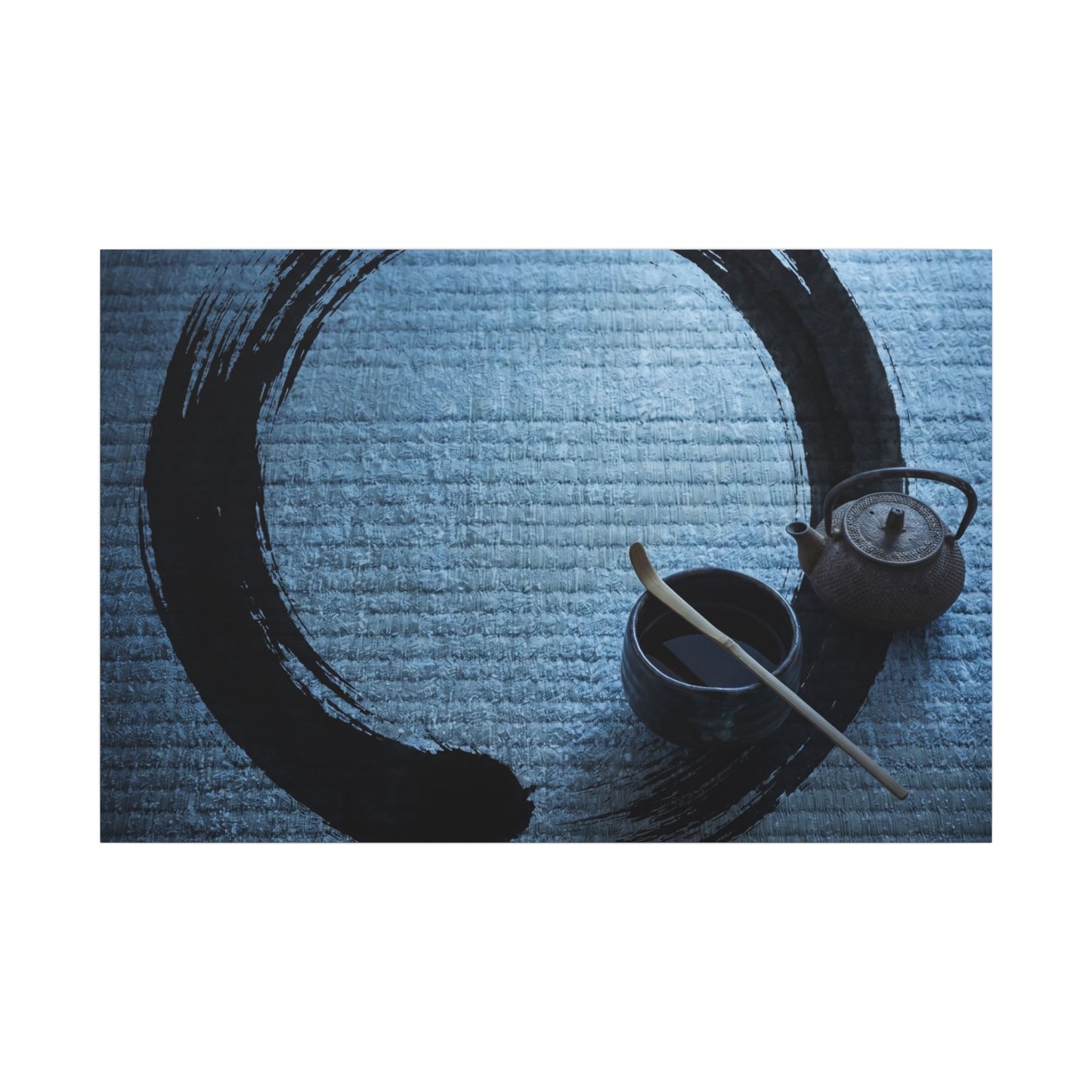 Winter Tea Ceremony Enso Canvas Art | Peaceful Decor