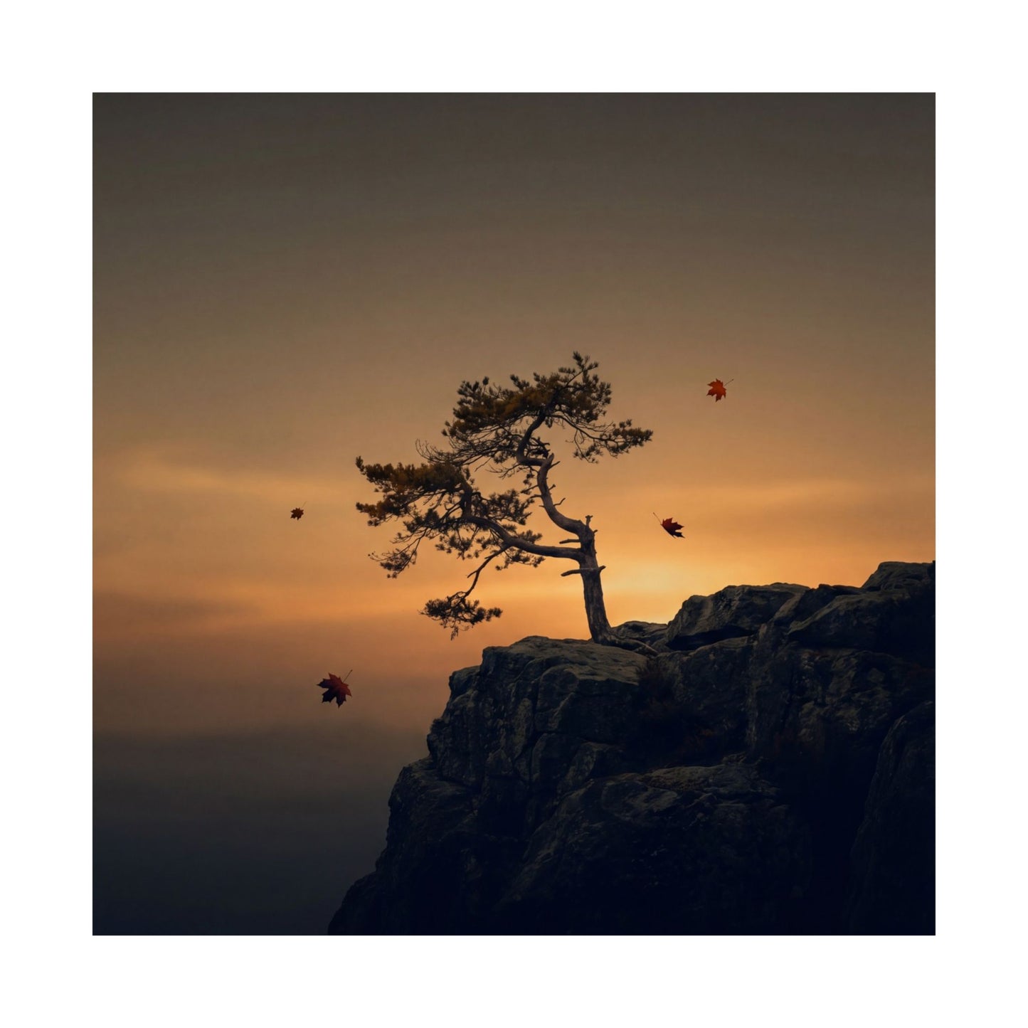 Pine Tree Wall Art Print | Autumn Dark Japandi Moody Minimal Art
