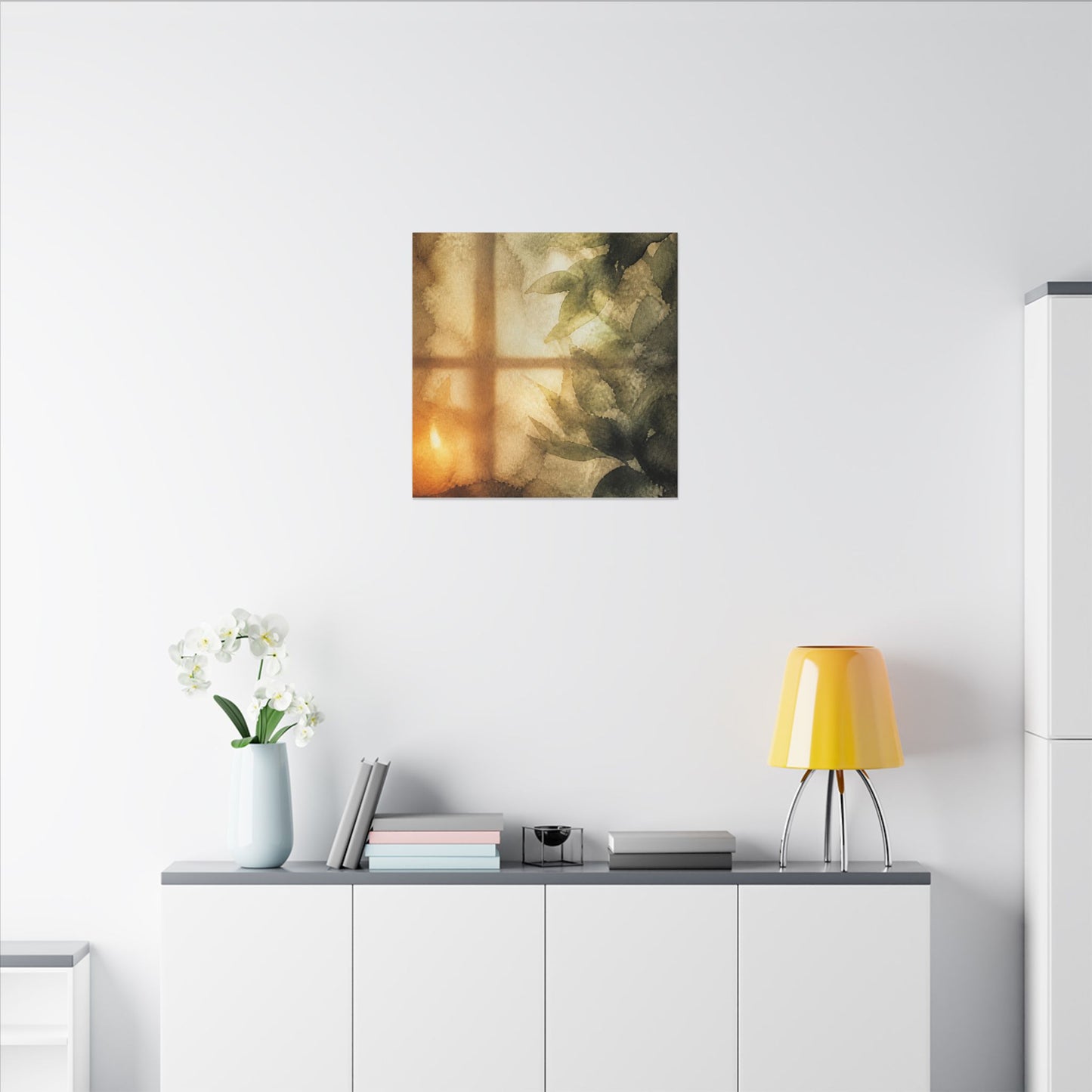 Cozy Shoji Screen Canvas Art - Watercolor Japandi
