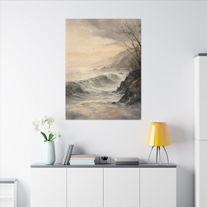 Ocean Wave Spring Canvas Art | Japandi Elegant Design