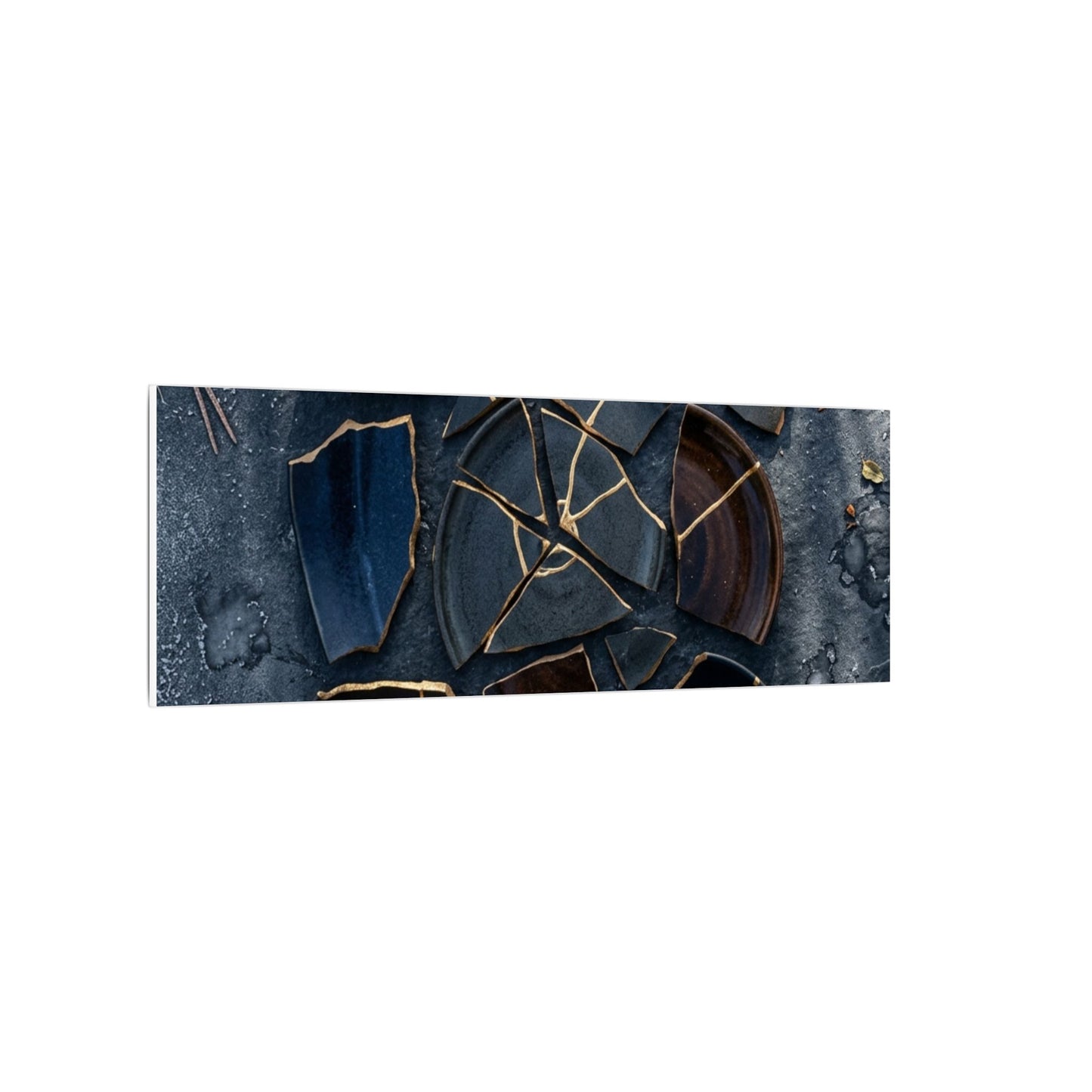 Dark Japandi Broken Pottery in Dappled | Shadow Zen Canvas Art