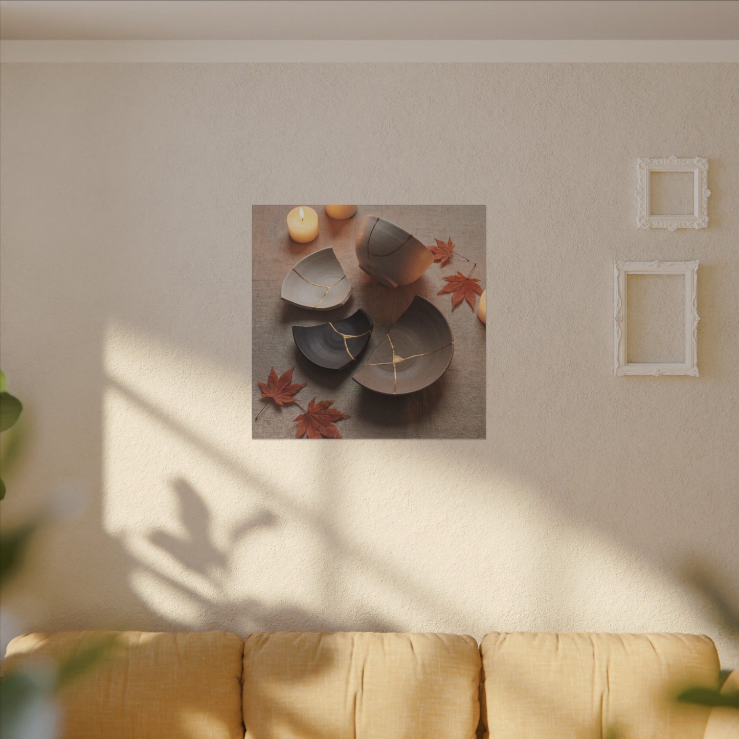 Candlelight Broken Pottery Canvas Art - Japandi Ma