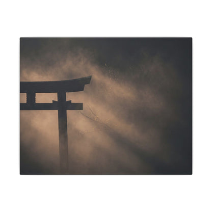 Torii Gate Shadow Zen Canvas Art | Bold Dark Japandi Art