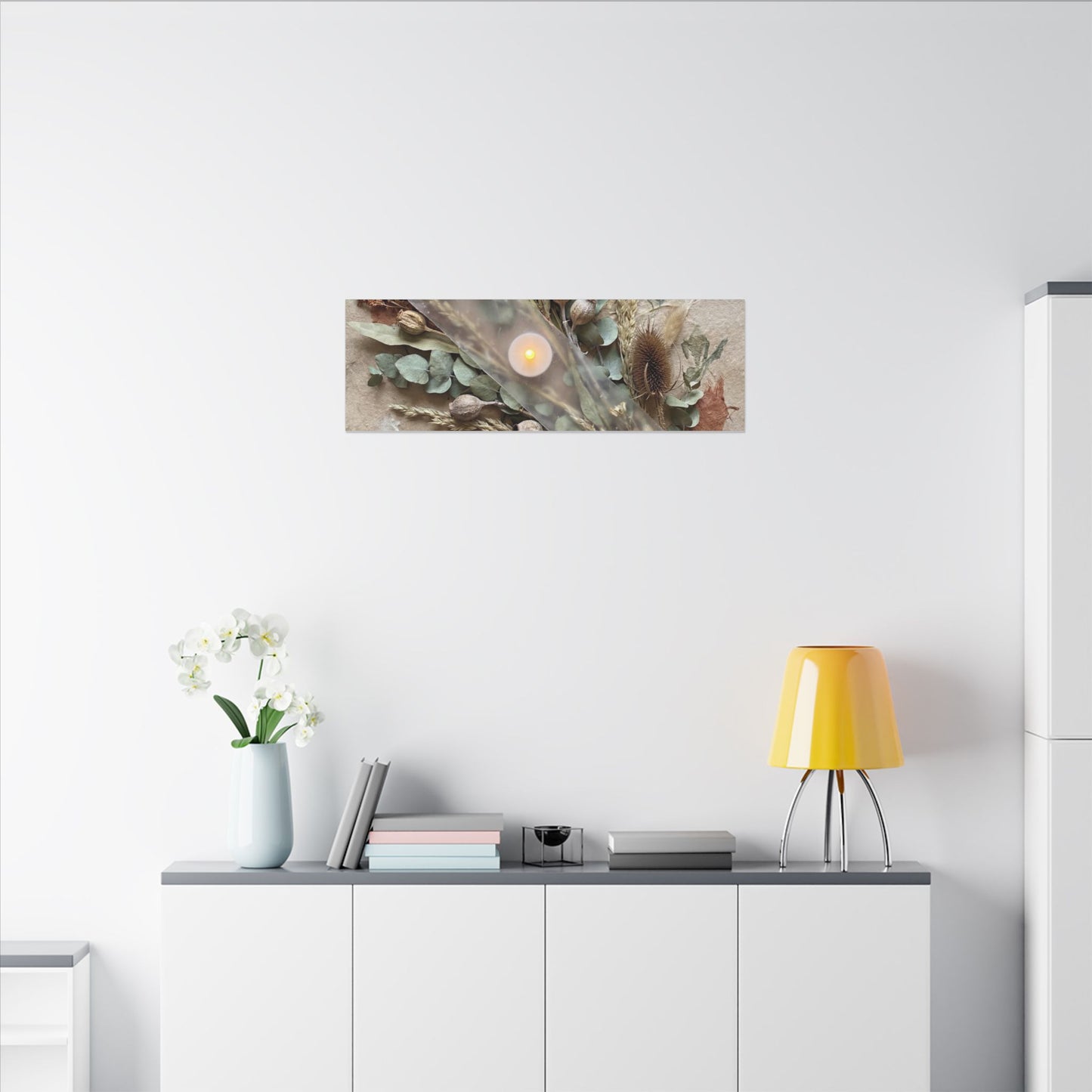 Candlelight Dried Flowers Canvas Art - Japandi Kanso