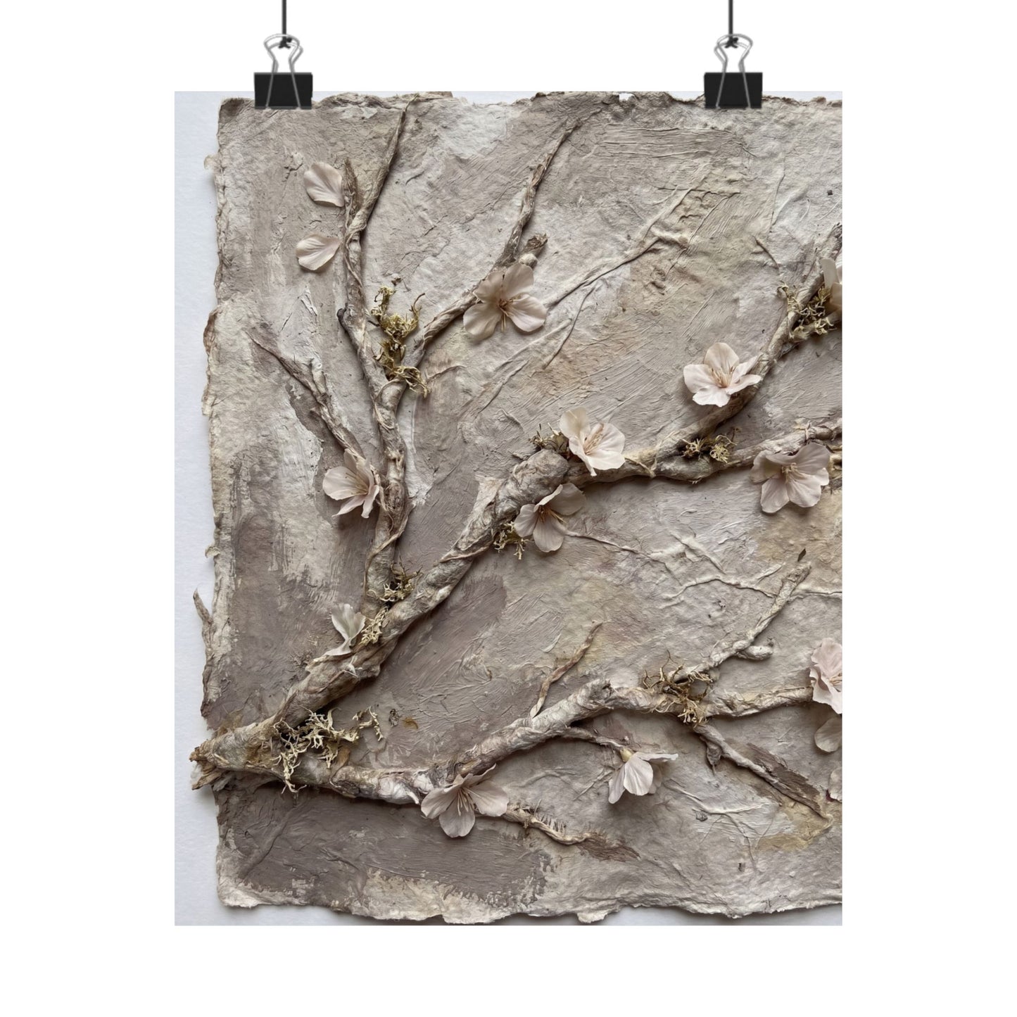 Summer Cherry Blossom Texture Wall Art Print | Neutral Decor