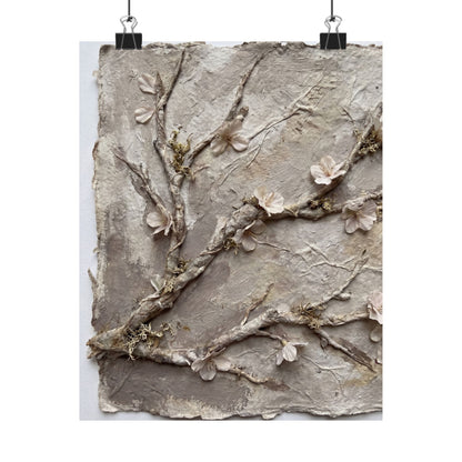 Summer Cherry Blossom Texture Wall Art Print | Neutral Decor