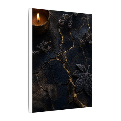 Candlelight Cracked Earth Canvas Art - Dark Japandi Ma