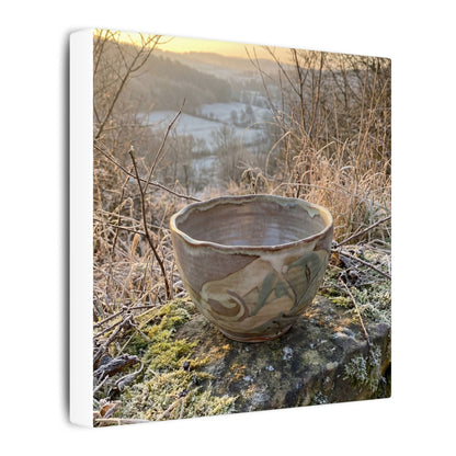 Golden Hour Ceramic Bowl Canvas Art - Japandi Shibui