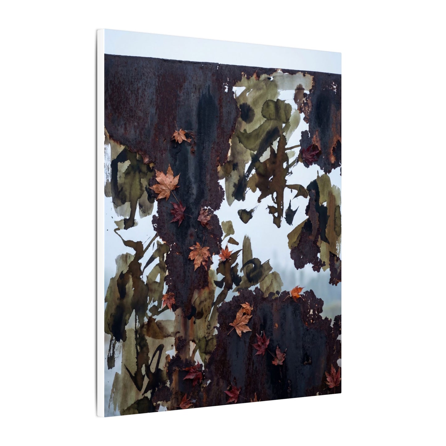 Rust Patina Charcoal Ink Canvas Art | Sophisticated Dark Japandi Art