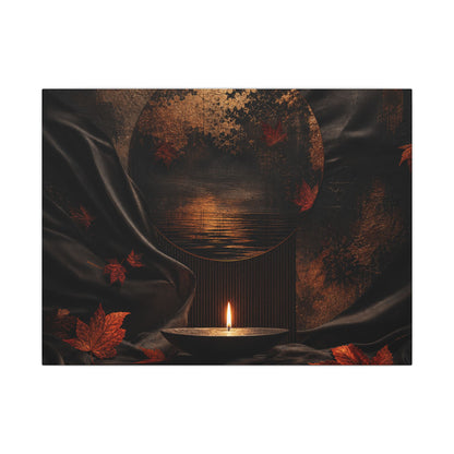 Silk Drape Autumn Canvas Art | Dark Japandi Moody Design