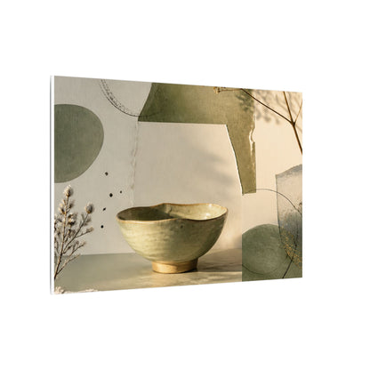Warm Ceramic Bowl Canvas Art - Minimal Line Japandi
