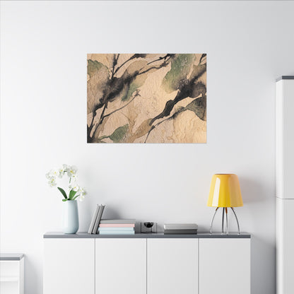 Japandi Shadow Play in Golden Hour | Watercolor Canvas Art