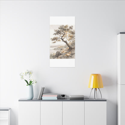 Pine Tree Watercolor Canvas Art | Elegant Japandi Art