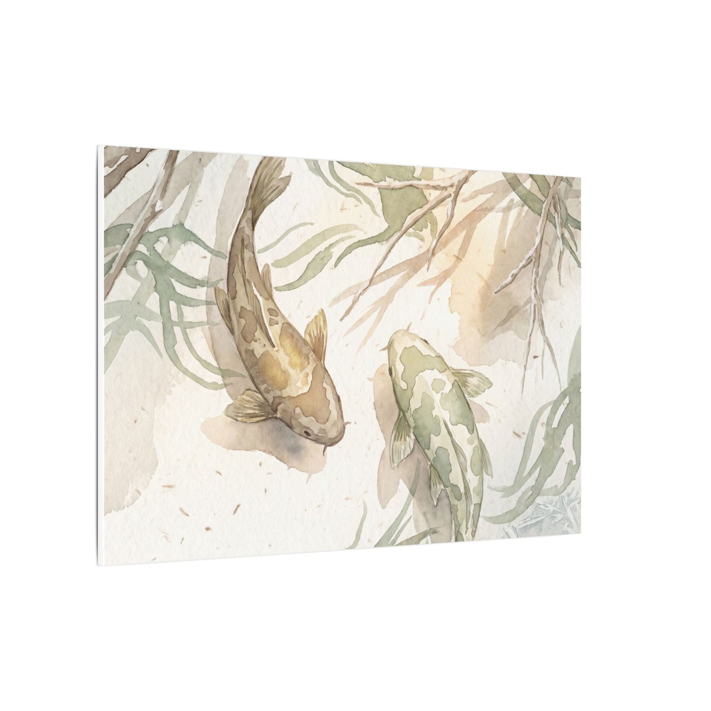 Koi Pond Canvas Art | Winter Japandi Watercolor Art