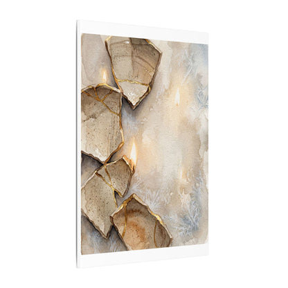 Broken Pottery Winter Canvas Art | Japandi Warm Design