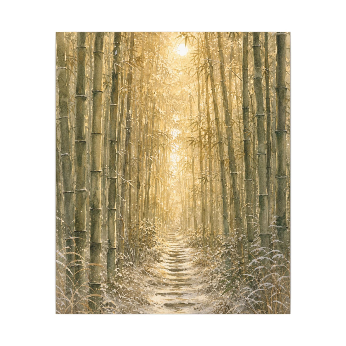 Bamboo Grove Winter Canvas Art | Japandi Elegant Design