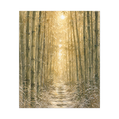 Bamboo Grove Winter Canvas Art | Japandi Elegant Design