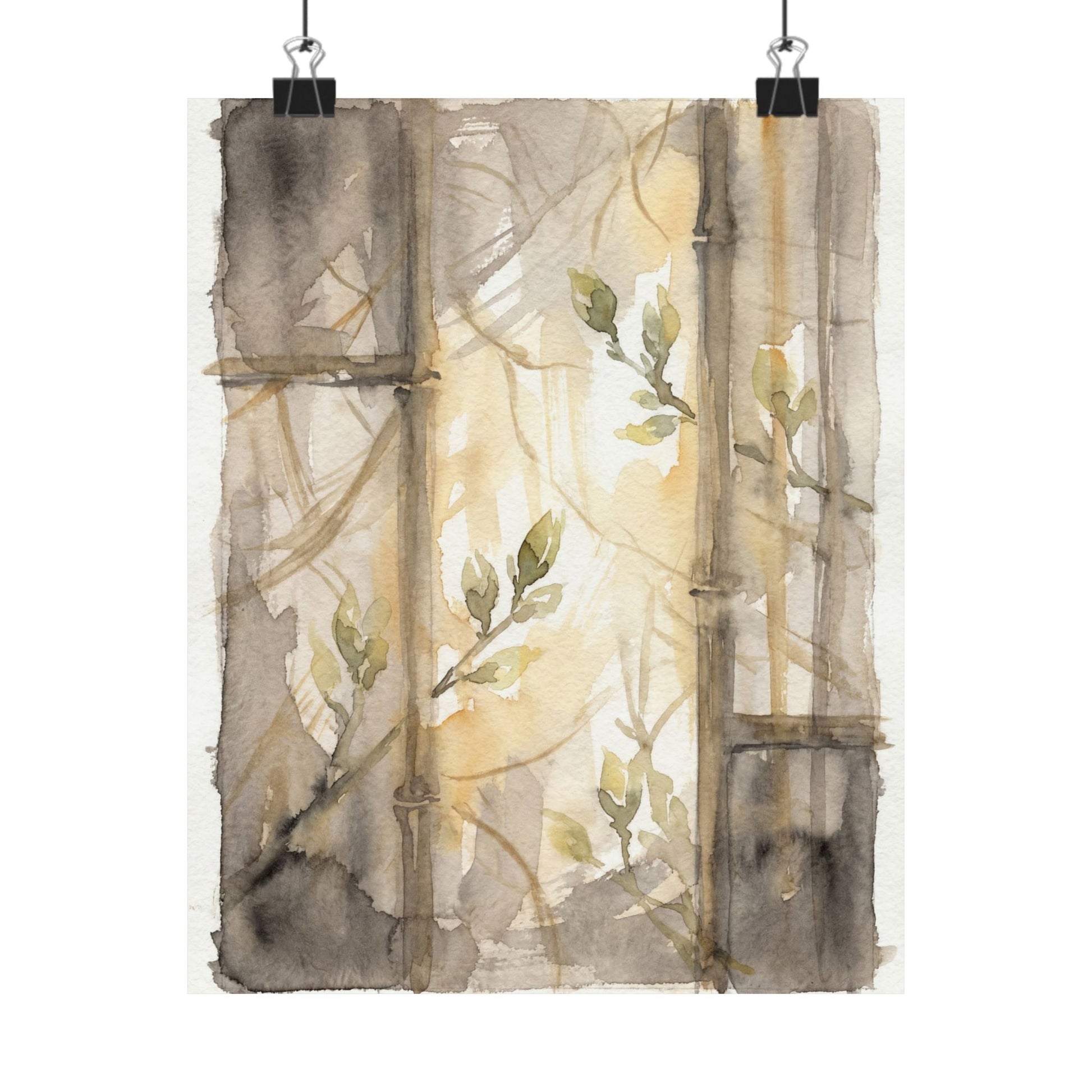 Shoji Screen Spring Wall Art Print | Japandi Neutral Design Art Print