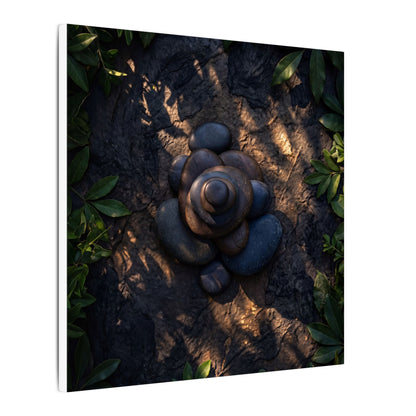 Ma River Stones Canvas Art - Dark Japandi Dark Texture