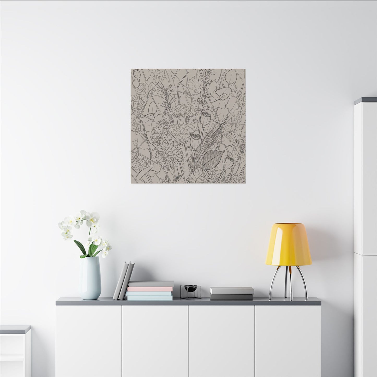 Summer Dried Flowers Minimal Line Canvas Art | Elegant Decor