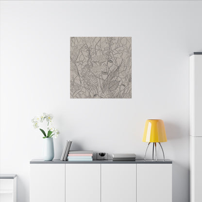 Summer Dried Flowers Minimal Line Canvas Art | Elegant Decor
