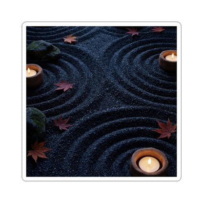 Luxurious Rock Garden Sticker - Dark Texture Dark Japandi Art Print