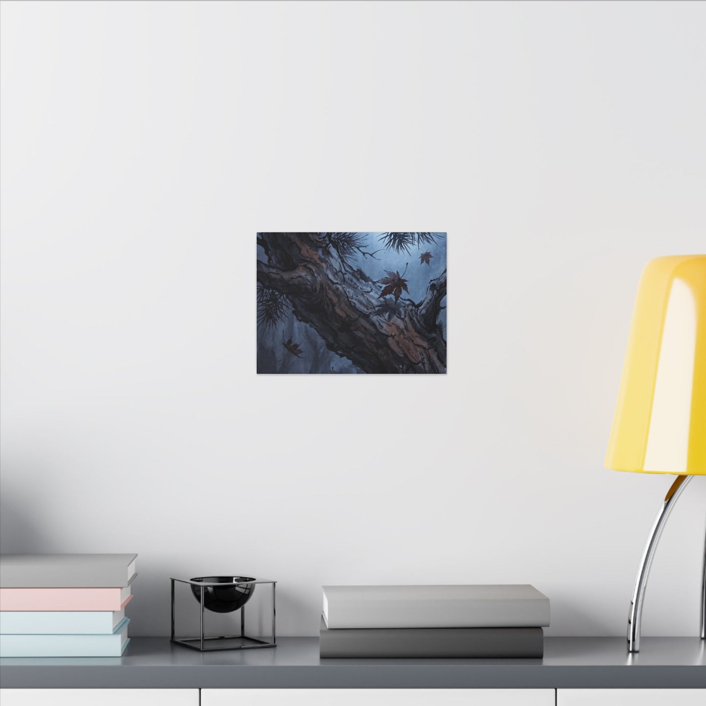 Atmospheric Pine Tree Canvas Art - Shadow Zen Dark Japandi