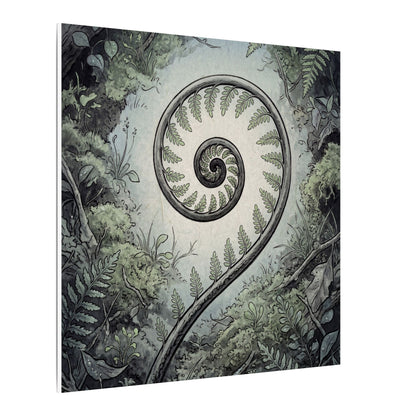 Zen Fern Unfurling in Dawn | Ukiyo E Inspired Canvas Art