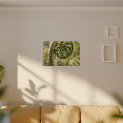 Japandi Fern Unfurling in Dappled | Watercolor Canvas Art