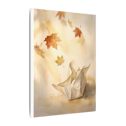 Japandi Paper Fold in Golden Hour | Watercolor Canvas Art