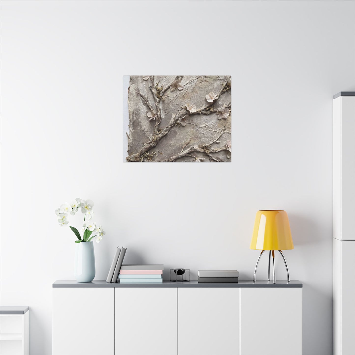 Summer Cherry Blossom Texture Canvas Art | Earthy Decor